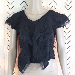 Bon Black Butterfly Sleeveless Blouse Top